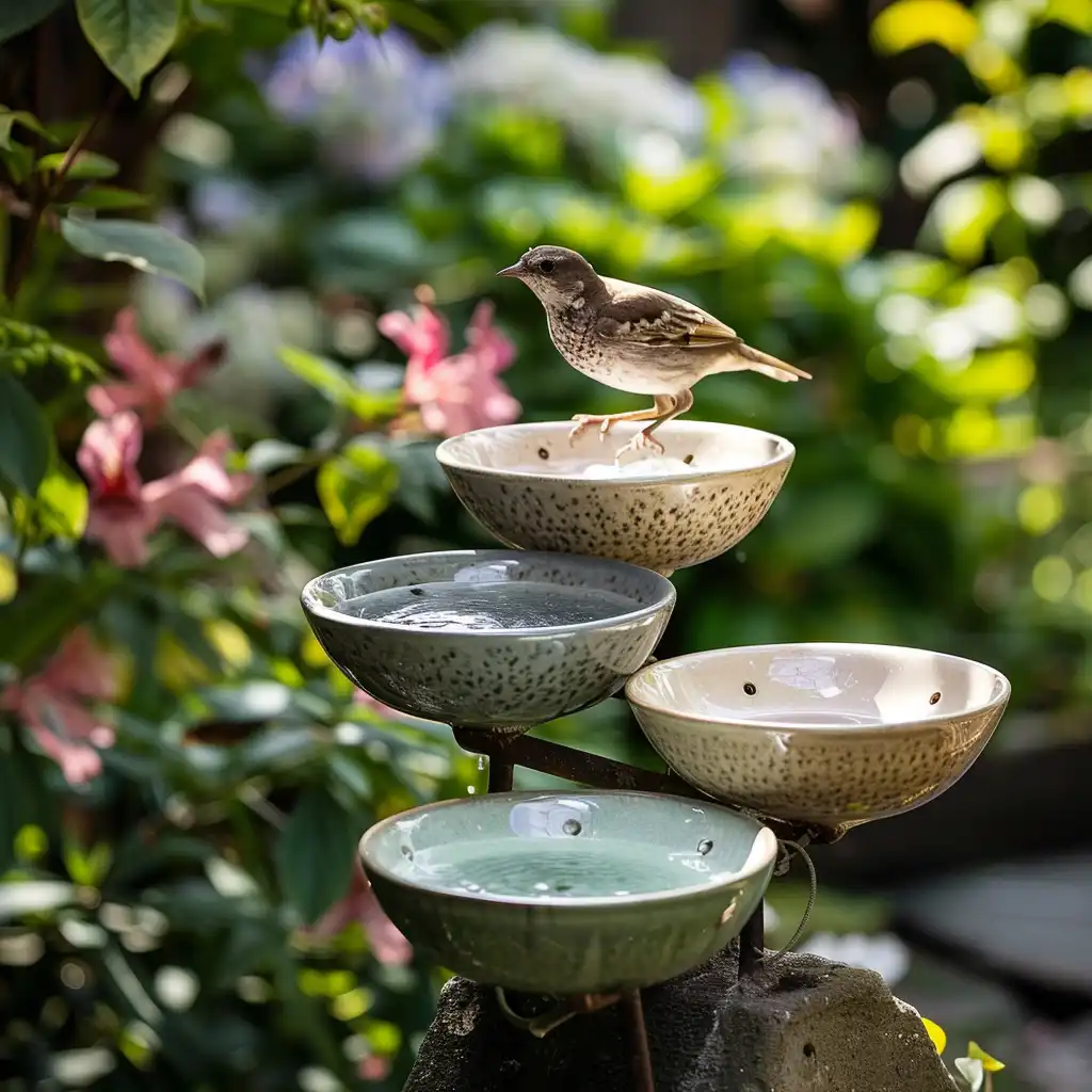 Vogeldrinkschalen: Kunst in de Tuin